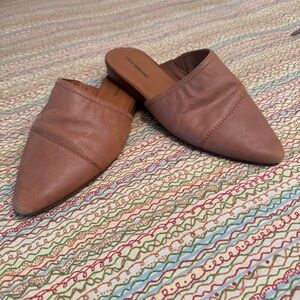 Lucky Brand Baamira Brown Leather Women's Mules Size 9.5 Leather Upper